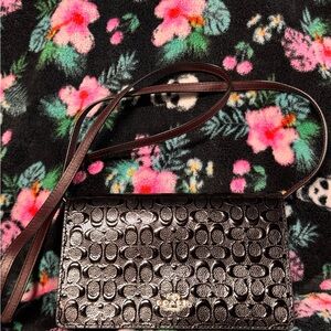 Coach Foldover Crossbody Clutch in signature debossed patent leather